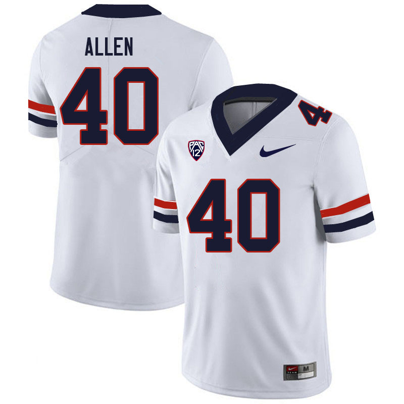 Men #40 Ammon Allen Arizona Wildcats College Football Jerseys Sale-White - Click Image to Close